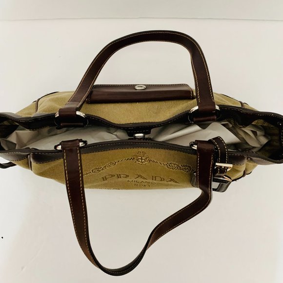 PRADA CANAPA LOGO CANVAS AND LEATHER BAG MADE IN ITALY - Picture 6 of 16